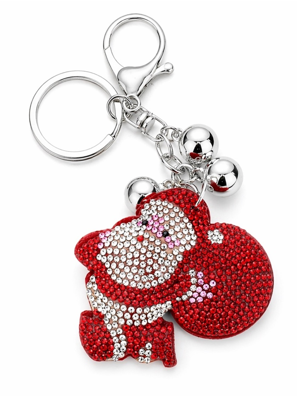 Christmas Santa Clause rhinestone bling keychain handbag charm purse New - Picture 2 of 5